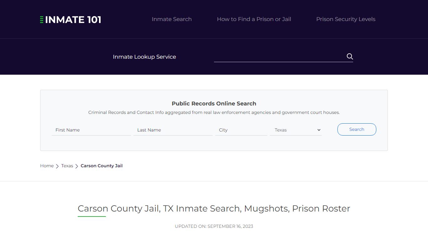 Carson County Jail, TX Inmate Search, Mugshots, Prison Roster
