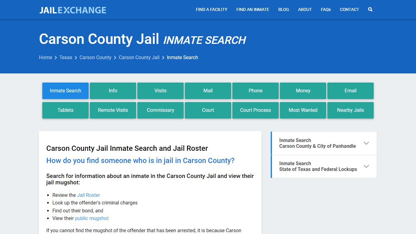Inmate Search: Roster & Mugshots - Carson County Jail, TX