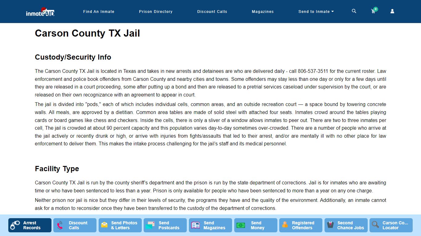 Carson County TX Jail - InmateAid